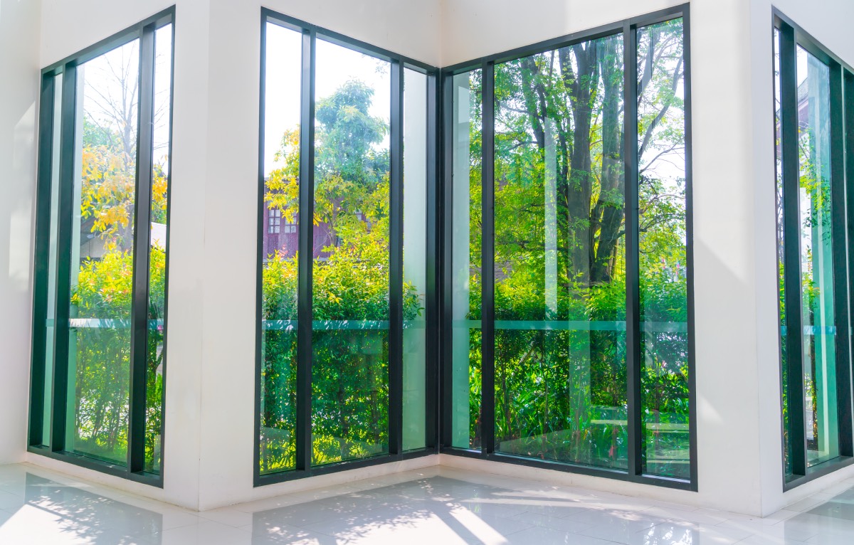 Ventana Cristal Vistas Jardin Verde